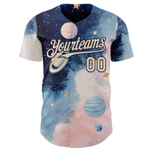 Charger l'image dans la galerie, Custom Blue City Cream Light Pink-Navy Galaxy Star Nebula Authentic Baseball Jersey

