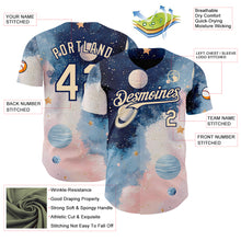 Charger l'image dans la galerie, Custom Blue City Cream Light Pink-Navy Galaxy Star Nebula Authentic Baseball Jersey

