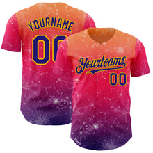 Laden Sie das Bild in den Galerie-Viewer, Custom Orange Dark Purple Red-Gold Galaxy Star Authentic Baseball Jersey
