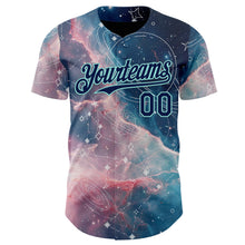 Charger l'image dans la galerie, Custom Blue Navy Light Pink-Ice Blue Galaxy Star Nebula Authentic Baseball Jersey
