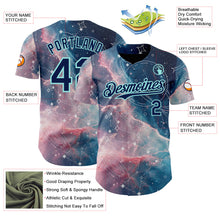 Charger l'image dans la galerie, Custom Blue Navy Light Pink-Ice Blue Galaxy Star Nebula Authentic Baseball Jersey
