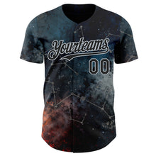 Charger l'image dans la galerie, Custom Navy Black-Silver Galaxy Star Nebula Authentic Baseball Jersey

