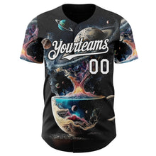 Загрузить изображение в средство просмотра галереи, Custom Black-White Galaxy Star Nebula Authentic Baseball Jersey
