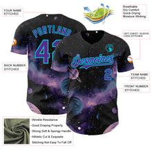 Load image into Gallery viewer, Custom Black Purple-Lakes Blue Galaxy Star Nebula Authentic Baseball Jersey
