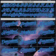 Load image into Gallery viewer, Custom Black Purple-Lakes Blue Galaxy Star Nebula Authentic Baseball Jersey
