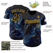 Laden Sie das Bild in den Galerie-Viewer, Custom Black Navy-Gold Galaxy Star Nebula Authentic Baseball Jersey
