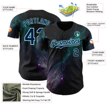 Load image into Gallery viewer, Custom Black Navy-Ice Blue Galaxy Star Nebula Authentic Baseball Jersey
