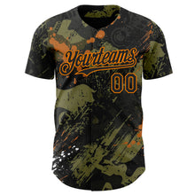 Загрузить изображение в средство просмотра галереи, Custom Black Olive-Bay Orange 3D Pattern Design Motorcycle Motocross Splash Authentic Baseball Jersey
