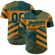Laden Sie das Bild in den Galerie-Viewer, Custom Teal Black-Orange 3D Pattern Design Motorcycle Motocross Stripe Authentic Baseball Jersey
