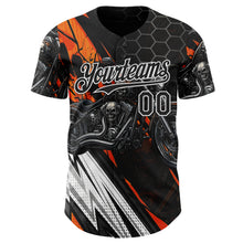 Charger l'image dans la galerie, Custom Black Orange Gray-White 3D Pattern Design Motorcycle Motocross Skull Authentic Baseball Jersey
