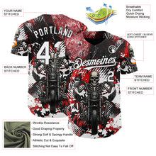 Загрузить изображение в средство просмотра галереи, Custom Red White-Black 3D Pattern Design Motorcycle Motocross Skull Authentic Baseball Jersey
