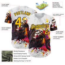 Laden Sie das Bild in den Galerie-Viewer, Custom White Yellow-Black 3D Pattern Design Motorcycle Motocross Skull Authentic Baseball Jersey
