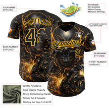 Загрузить изображение в средство просмотра галереи, Custom Black-Gold 3D Pattern Design Motorcycle Motocross Skull Authentic Baseball Jersey
