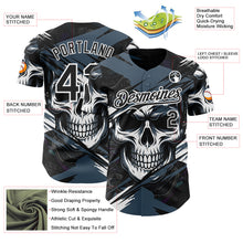 Load image into Gallery viewer, Custom Black Blue-White 3D Pattern Design Motorcycle Motocross Skull Authentic Baseball Jersey
