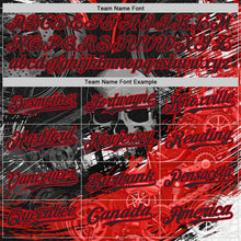 Laden Sie das Bild in den Galerie-Viewer, Custom Black-Fire Red 3D Pattern Design Motorcycle Motocross Skull Authentic Baseball Jersey
