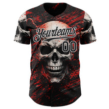 Laden Sie das Bild in den Galerie-Viewer, Custom Black Red-White 3D Pattern Design Motorcycle Motocross Skull Authentic Baseball Jersey
