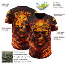 Загрузить изображение в средство просмотра галереи, Custom Black-Bay Orange 3D Pattern Design Motorcycle Motocross Skull Flame Authentic Baseball Jersey
