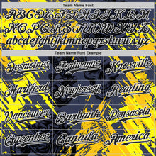 Laden Sie das Bild in den Galerie-Viewer, Custom Navy Black Yellow-White 3D Pattern Design Motorcycle Motocross Skull Authentic Baseball Jersey
