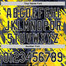 Laden Sie das Bild in den Galerie-Viewer, Custom Navy Black Yellow-White 3D Pattern Design Motorcycle Motocross Skull Authentic Baseball Jersey
