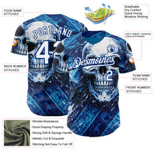 Загрузить изображение в средство просмотра галереи, Custom Blue White-Royal 3D Pattern Design Motorcycle Motocross Skull Authentic Baseball Jersey
