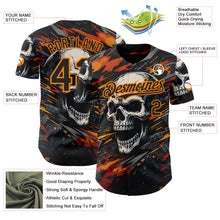 Загрузить изображение в средство просмотра галереи, Custom Black-Bay Orange 3D Pattern Design Motorcycle Motocross Skull Authentic Baseball Jersey
