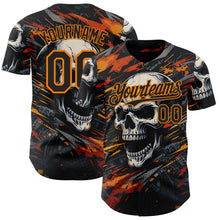 Загрузить изображение в средство просмотра галереи, Custom Black-Bay Orange 3D Pattern Design Motorcycle Motocross Skull Authentic Baseball Jersey
