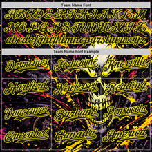 Charger l'image dans la galerie, Custom Black-Light Yellow 3D Pattern Design Motorcycle Motocross Skull Authentic Baseball Jersey
