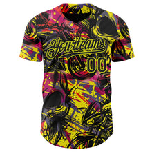 Загрузить изображение в средство просмотра галереи, Custom Black Red-Neon Yellow 3D Pattern Design Motorcycle Motocross Authentic Baseball Jersey
