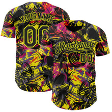 Загрузить изображение в средство просмотра галереи, Custom Black Red-Neon Yellow 3D Pattern Design Motorcycle Motocross Authentic Baseball Jersey

