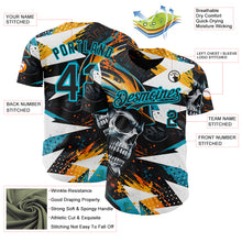 Laden Sie das Bild in den Galerie-Viewer, Custom Black Yellow-Lakes Blue 3D Pattern Design Motorcycle Motocross Skull Authentic Baseball Jersey
