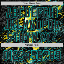 Laden Sie das Bild in den Galerie-Viewer, Custom Black Yellow-Aqua 3D Pattern Design Motorcycle Motocross Skull Authentic Baseball Jersey
