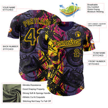 Загрузить изображение в средство просмотра галереи, Custom Purple Black Deep Pink-Yellow 3D Pattern Design Motorcycle Motocross Skull Authentic Baseball Jersey
