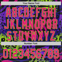 Charger l'image dans la galerie, Custom Purple Hot Pink Black-Neon Green Leopard Print Tiger Stripe Leaf Authentic Baseball Jersey
