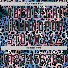 Laden Sie das Bild in den Galerie-Viewer, Custom Blue Black-Light Pink Leopard Print Authentic Baseball Jersey
