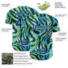 Load image into Gallery viewer, Custom Blue Navy Green-Ice Blue Zebra Stripe Authentic Baseball Jersey
