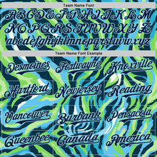Load image into Gallery viewer, Custom Blue Navy Green-Ice Blue Zebra Stripe Authentic Baseball Jersey
