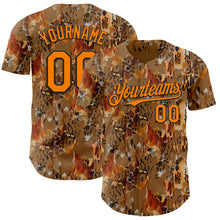 Load image into Gallery viewer, Custom Brown Bay Orange-Black Leopard Print Authentic Baseball Jersey
