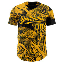 Загрузить изображение в средство просмотра галереи, Custom Black-Gold Animal Eagle Authentic Baseball Jersey
