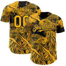 Загрузить изображение в средство просмотра галереи, Custom Black-Gold Animal Eagle Authentic Baseball Jersey
