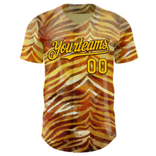 Load image into Gallery viewer, Custom Brown-Yellow Zebra Stripe Print Authentic Baseball Jersey
