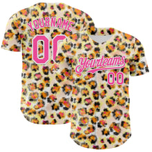Загрузить изображение в средство просмотра галереи, Custom Cream Pink-White Leopard Print Authentic Baseball Jersey
