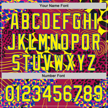 Load image into Gallery viewer, Custom Red Light Yellow-Thunder Blue Leopard Print Authentic Baseball Jersey
