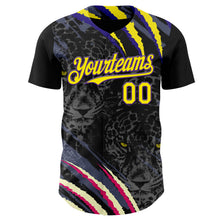 Загрузить изображение в средство просмотра галереи, Custom Black Light Yellow-Purple Leopard Print Scratch Authentic Baseball Jersey

