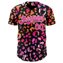 Загрузить изображение в средство просмотра галереи, Custom Black Hot Pink-White Leopard Print Authentic Baseball Jersey
