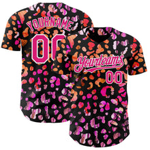 Загрузить изображение в средство просмотра галереи, Custom Black Hot Pink-White Leopard Print Authentic Baseball Jersey
