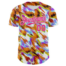 Laden Sie das Bild in den Galerie-Viewer, Custom Orange Hot Pink-White Leopard Print Authentic Baseball Jersey
