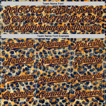 Laden Sie das Bild in den Galerie-Viewer, Custom Blue Navy-Bay Orange Leopard Print Authentic Baseball Jersey
