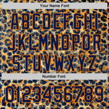Laden Sie das Bild in den Galerie-Viewer, Custom Blue Navy-Bay Orange Leopard Print Authentic Baseball Jersey
