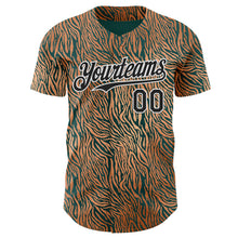 Laden Sie das Bild in den Galerie-Viewer, Custom Brown Black Green-White Zebra Stripe Print Authentic Baseball Jersey
