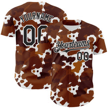 Charger l'image dans la galerie, Custom Brown Black-White Leopard Print Authentic Baseball Jersey
